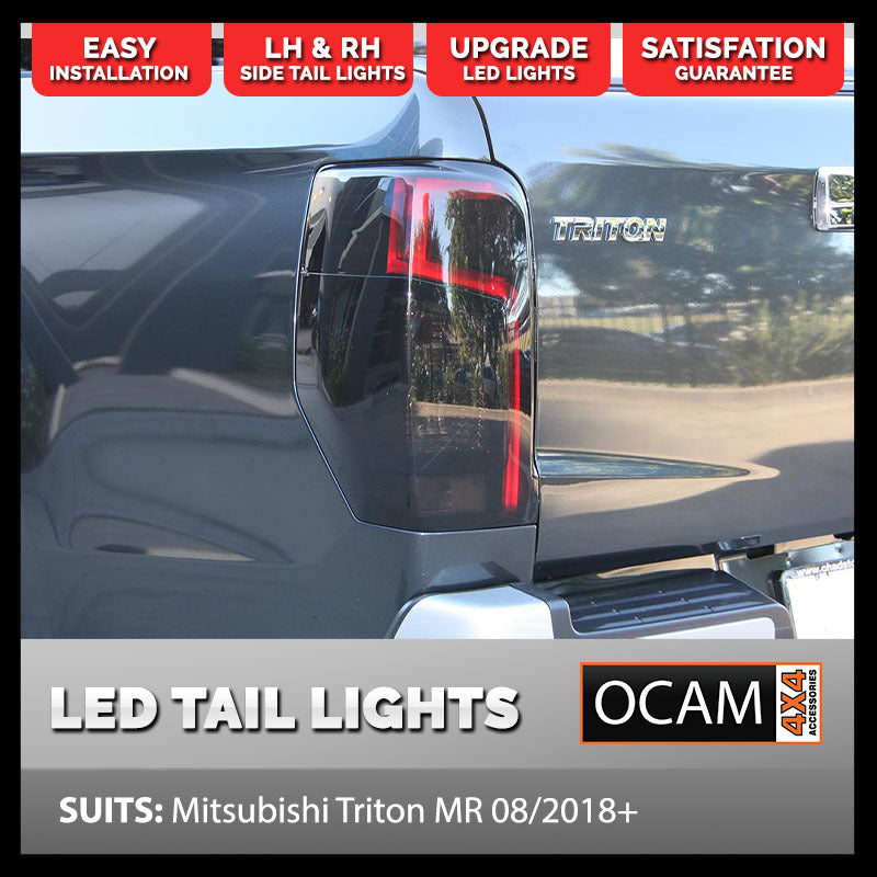 LED Tinted Tail Lights For Mitsubishi Triton MR 11/2018-2022
