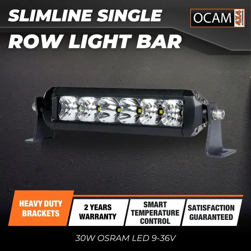 OCAM 6-- Slimline Single Row Light Bar 30W OSRAM LED 9-36V