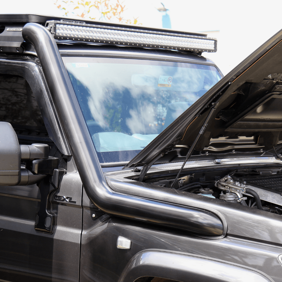 78 Series Troop Carrier 4.5L V8 03/2007 - 07/2016 4in Stainless Steel Snorkel with Satin Black Powder Coating