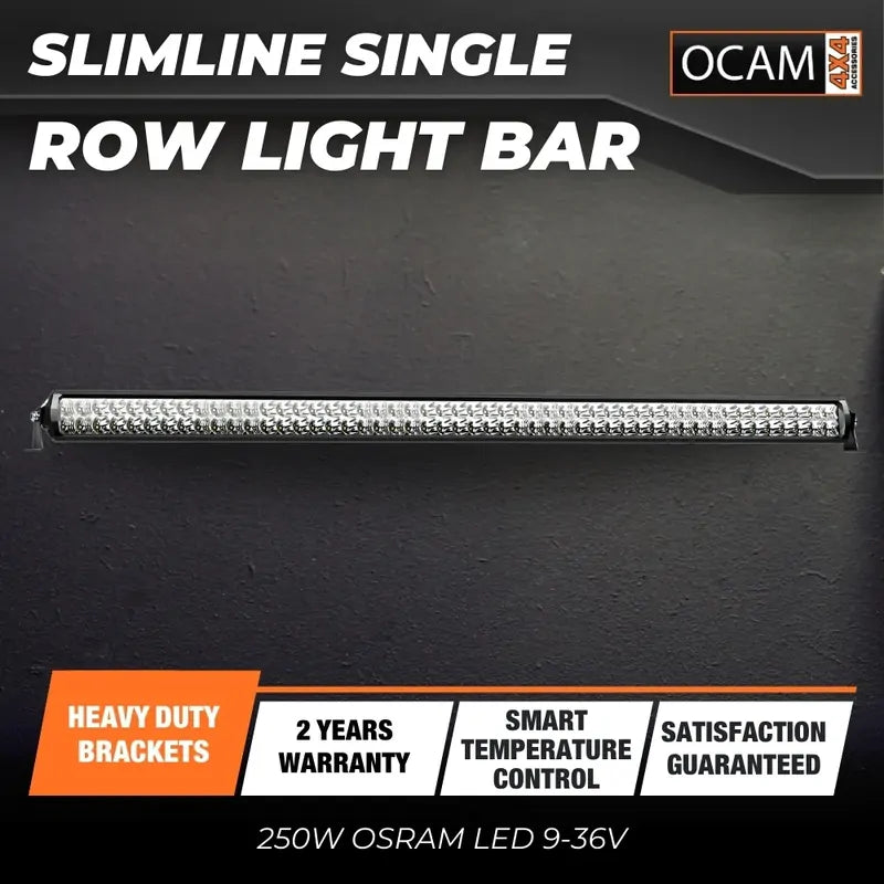 OCAM 50-- Slimline Single Row Light Bar 250W OSRAM LED 9-36V