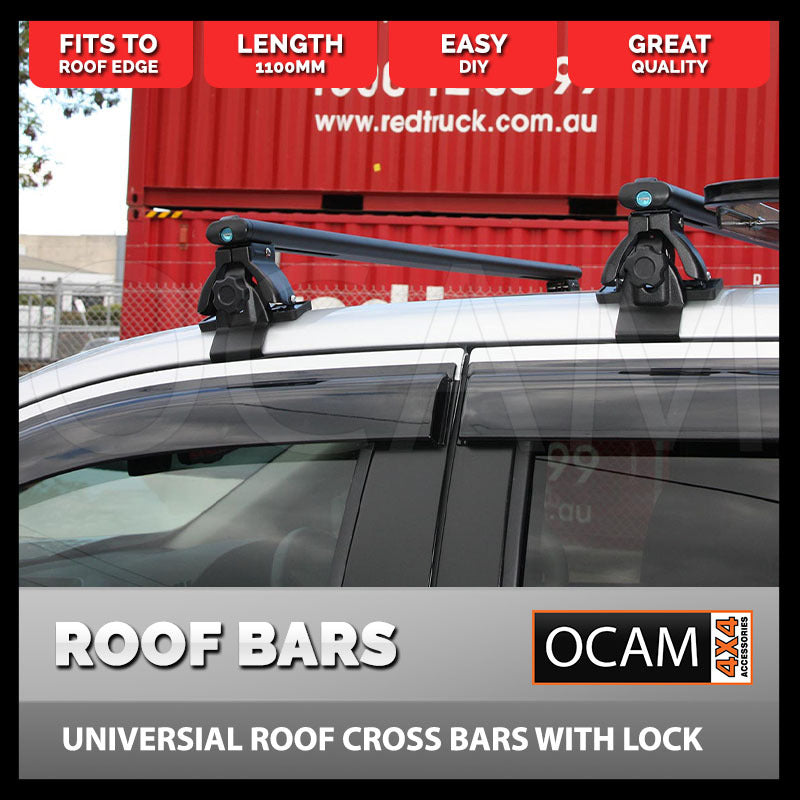 Universal Roof Cross Bars With Lock - Brushed Aluminium