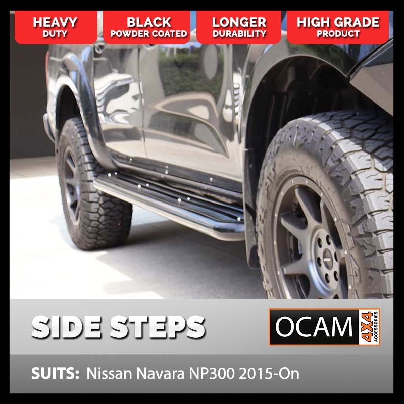 OCAM Heavy Duty Steel Side Steps for Nissan Navara NP300 07/2015-2022