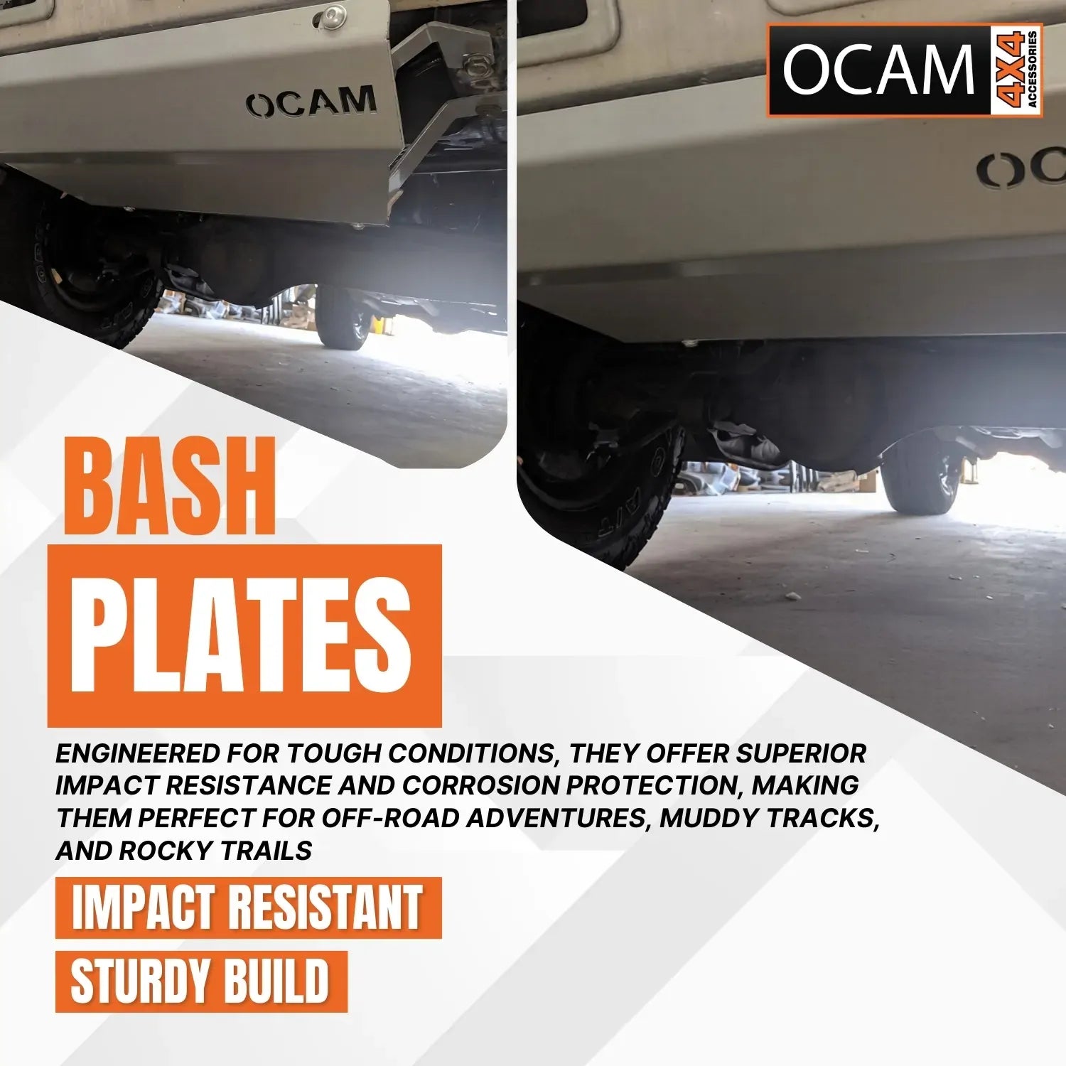 OCAM Steel Bash Plates For Toyota Landcruiser 80 Series -4mm Steel Black