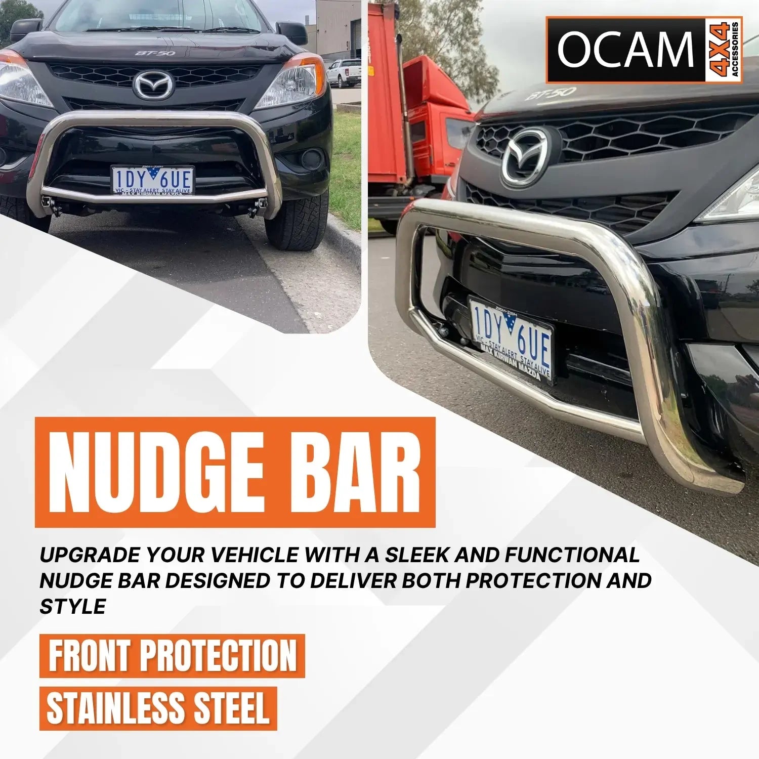 Nudge Bar for Mazda BT-50 11/2011-08/2020- Stainless Steel Grille Guard Airbag Compliant