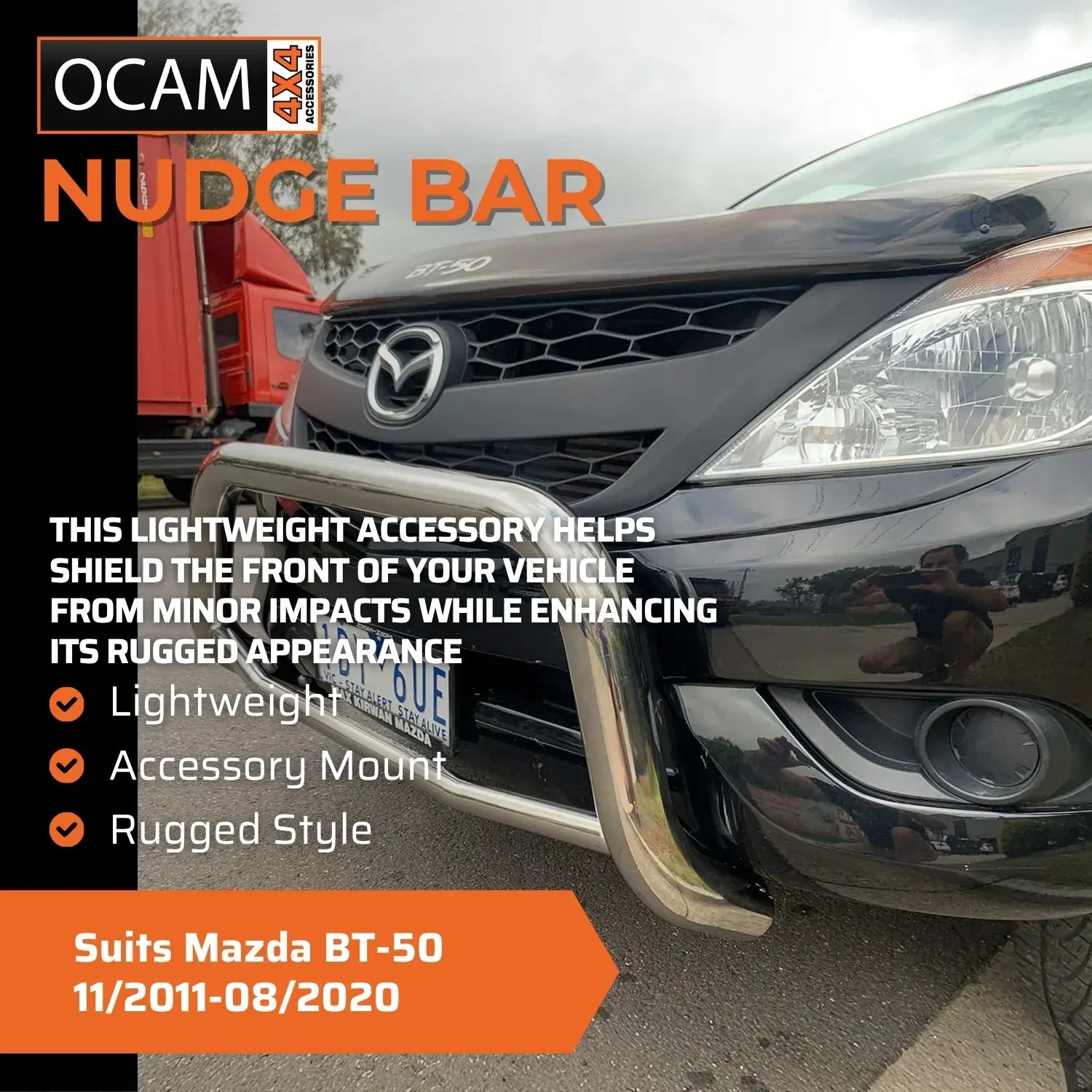 Nudge Bar for Mazda BT-50 11/2011-08/2020- Stainless Steel Grille Guard Airbag Compliant