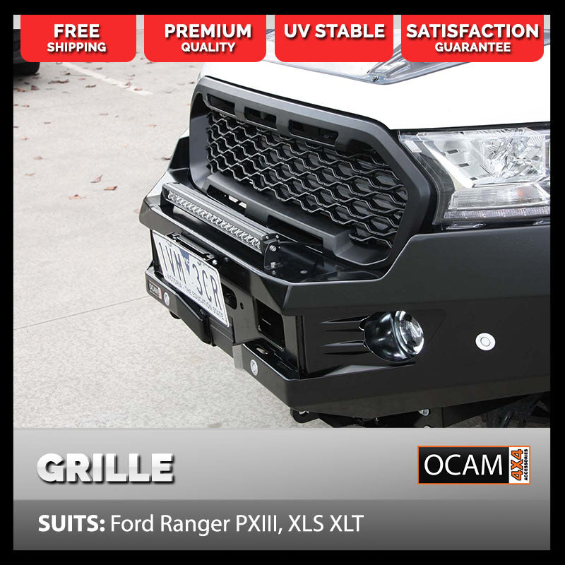 Front Mesh Grill for Ford Ranger PX3 XLS XLT Kut Snake Raptor Style Matte Black Grille