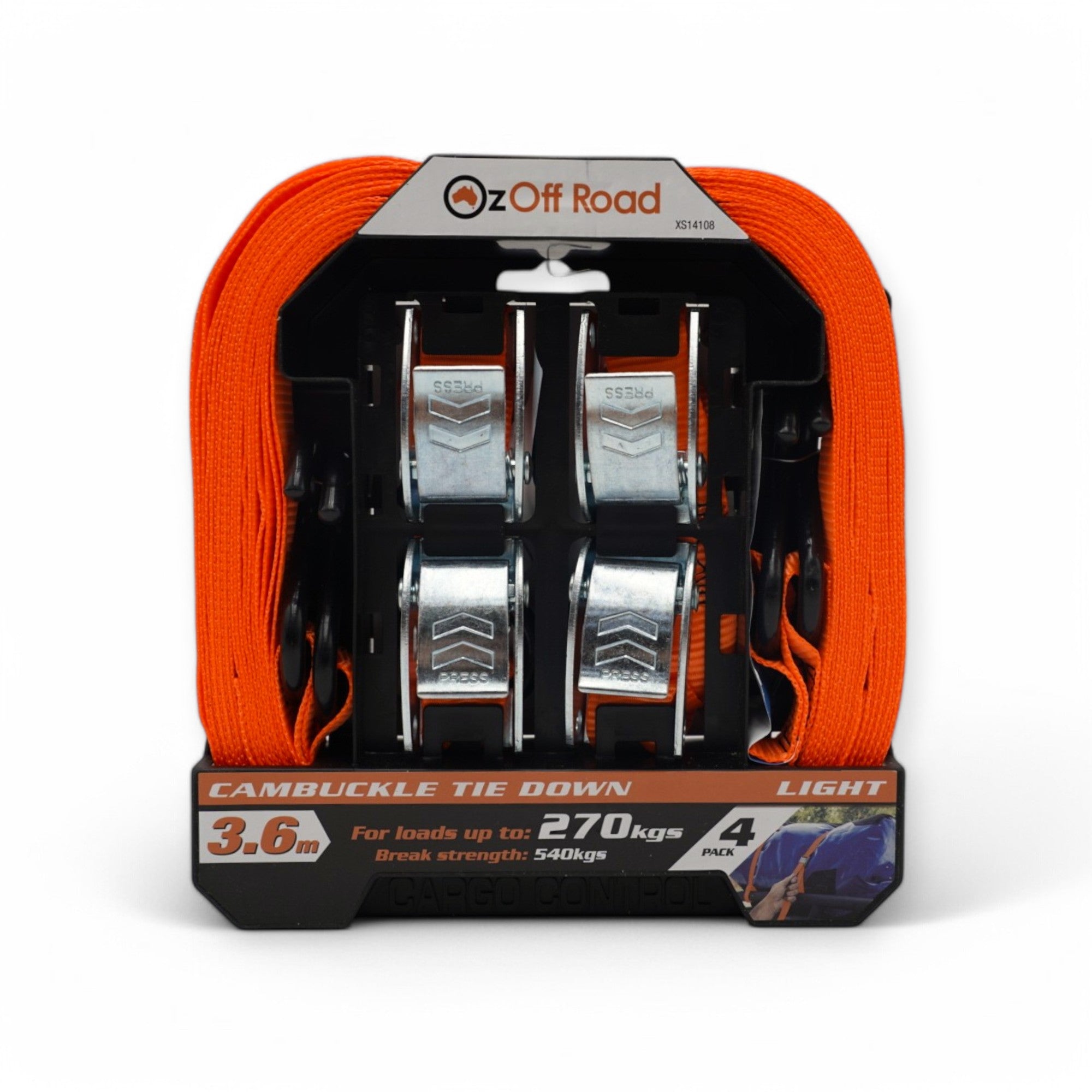 Cambuckle Tie Down 3.6m (4 Pck)