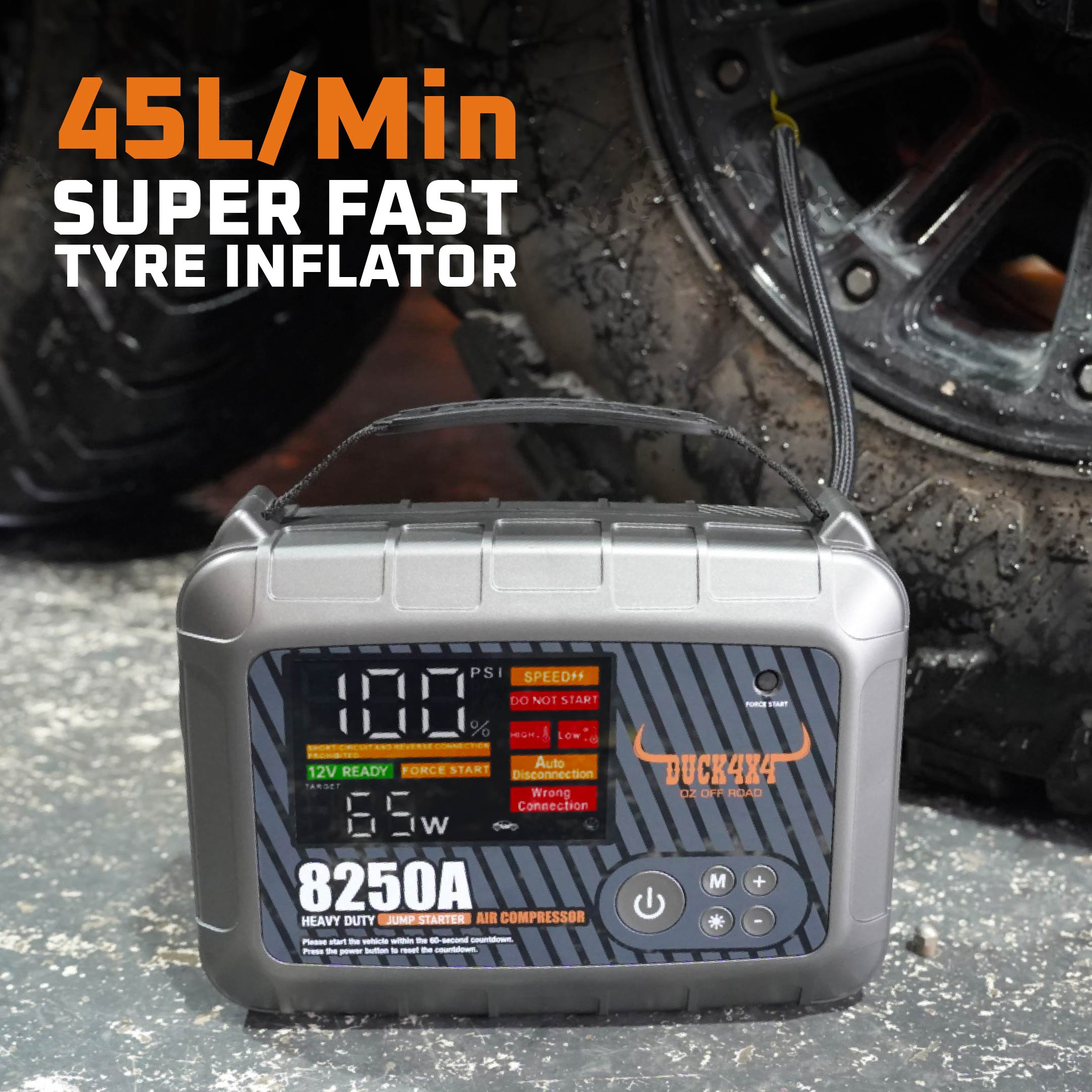 DUCK4X4 Jump starter with Air Compressor / Power Bank / Torch - 32000MAH