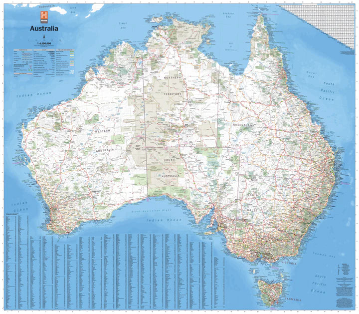 Australia Large Map - 1000x875 - Laminated