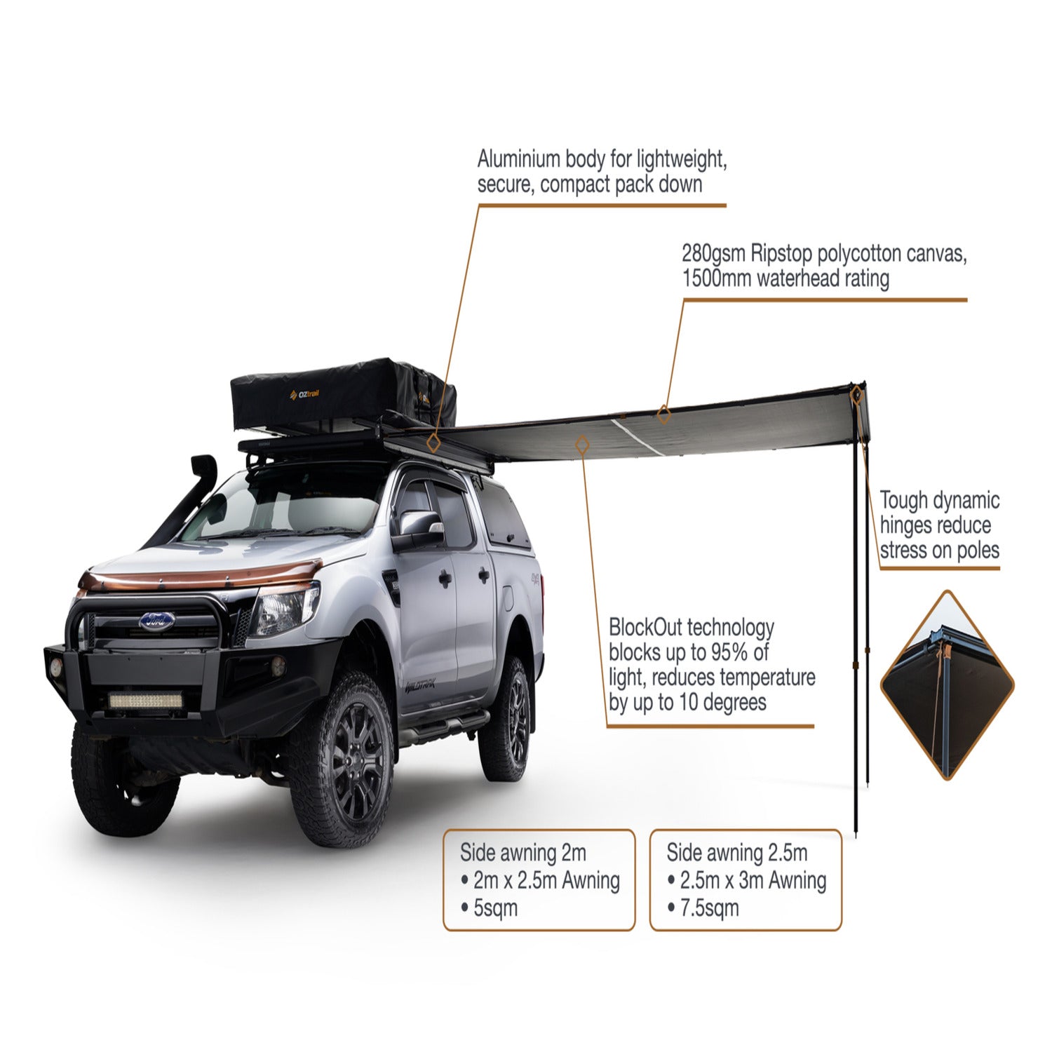 BlockOut Awning 2m x 2.5m