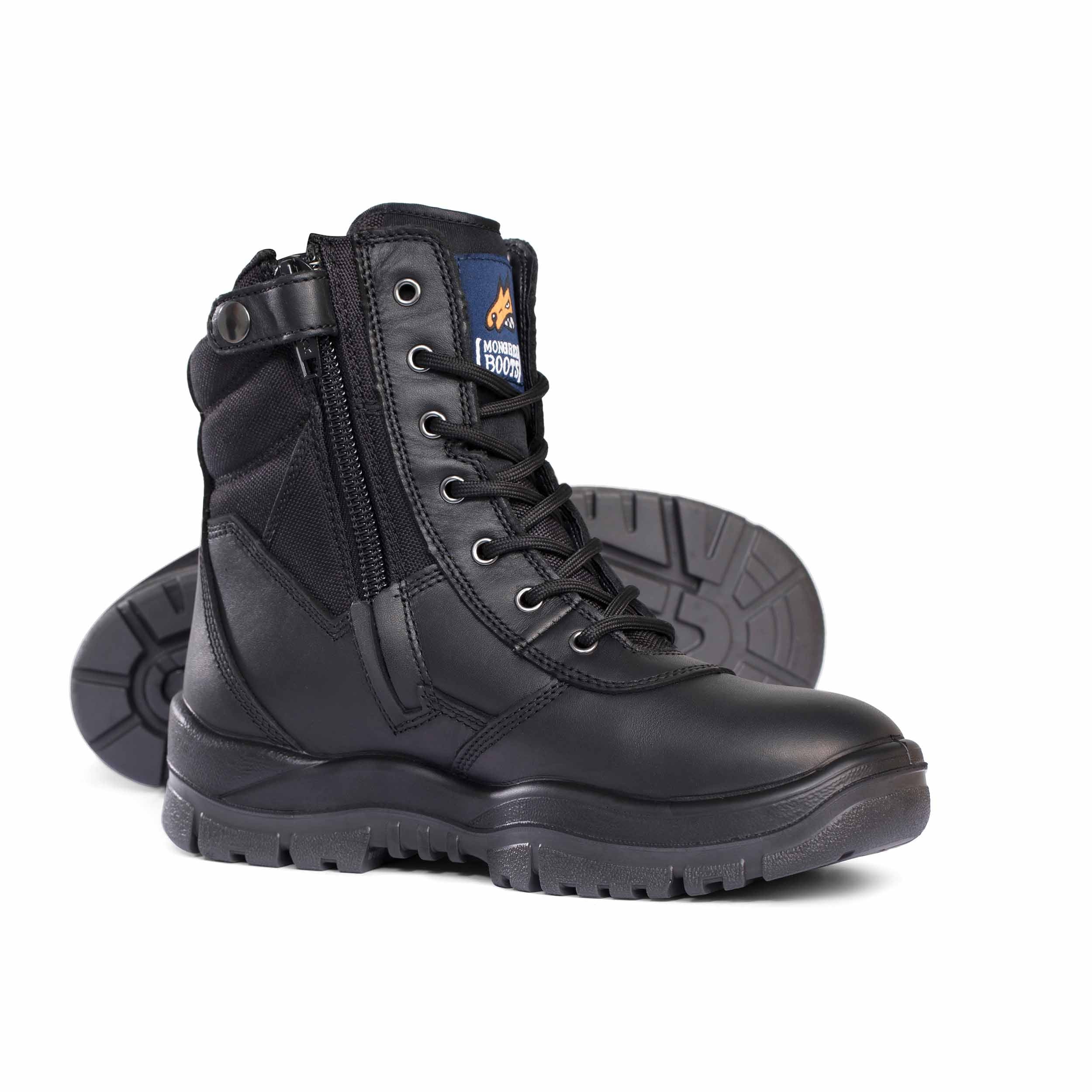 Black Non-Safety High Leg ZipSider Boot