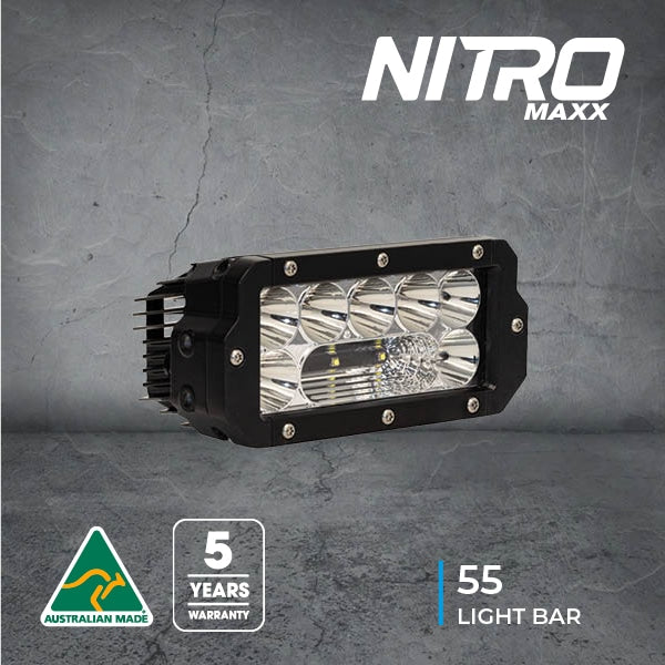 Nitro Maxx 7 Led Light Bar - Widr - 5700k - Black Rim