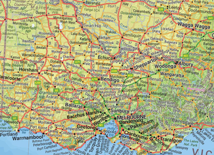 Australia Road And Terrain Mega Map - 1660x1455 - Unlaminated