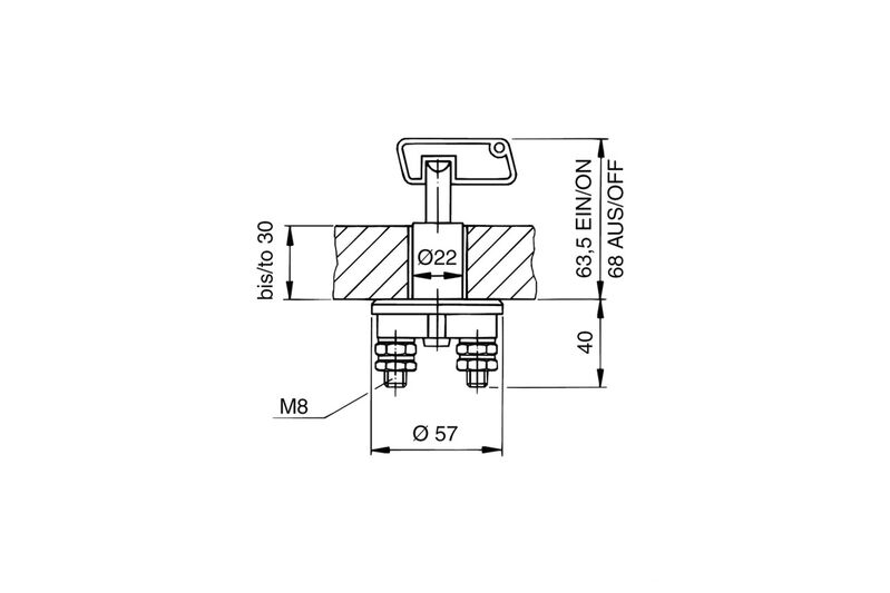 Battery Master Isolator Switch With Removable Key. Rated At 500Amp (Int) And 100Amp (Cont)
