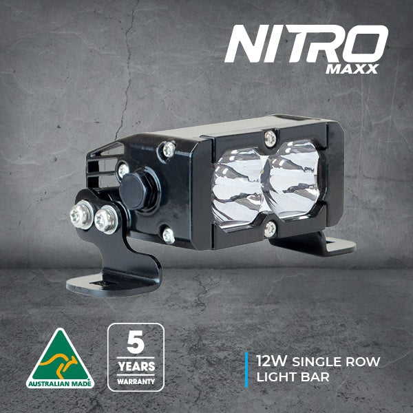 NITRO MAXX 4 LED SINGLE ROW LIGHT BAR - 12W - WIDR BEAM - 5700K