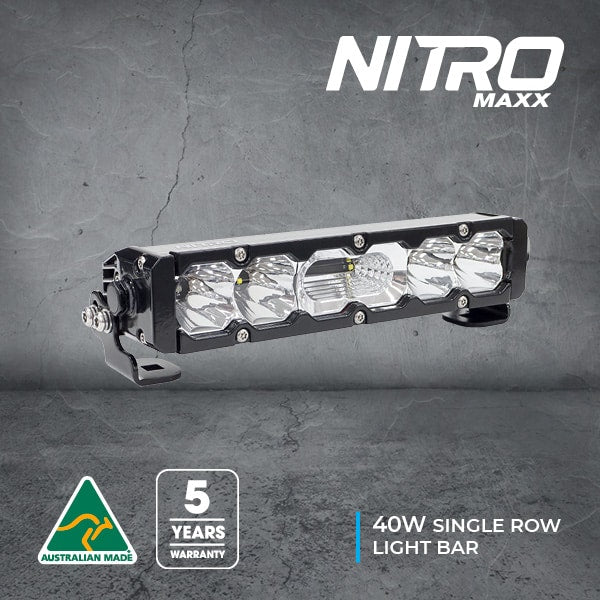 NITRO MAXX 10 LED SINGLE ROW LIGHT BAR - 40W - COMBINATION BEAM - 5700K