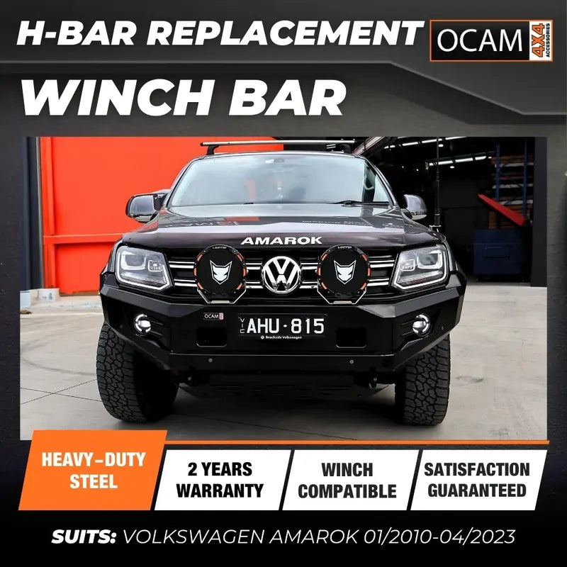 OCAM H-Bar- Replacement Winch Bar for Volkswagen Amarok 2010-Current- Hoopless Bull Bar