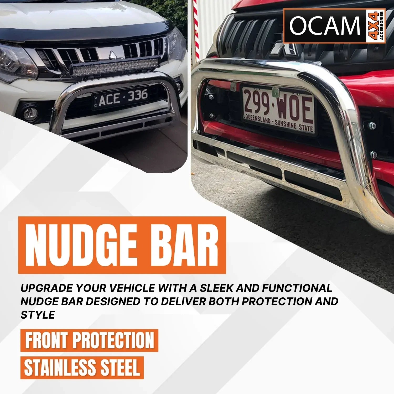 Nudge Bar For Mitsubishi Triton MQ 05/2015-10/2018 Airbag Compliant Stainless