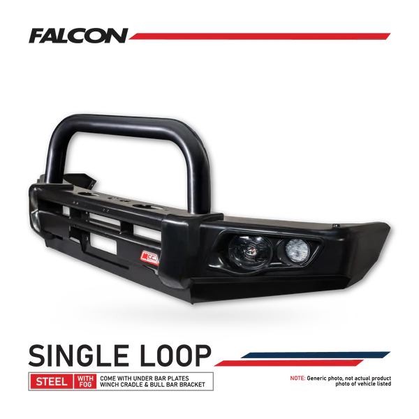 Land Cruiser 300 Series 2022-On - 707-01 Falcon Bull Bar Single Black Loop Package (LED Foglight)