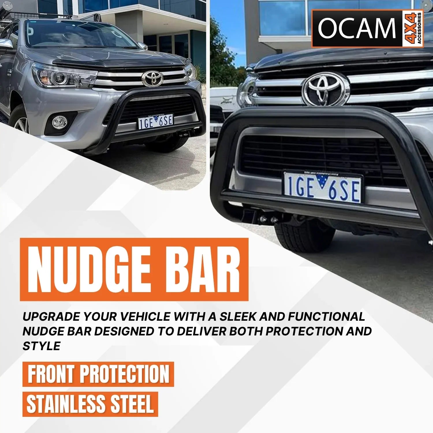Nudge Bar For Toyota Hilux N80 2015-20 Grille Guard Stainless Steel Airbag Compliant