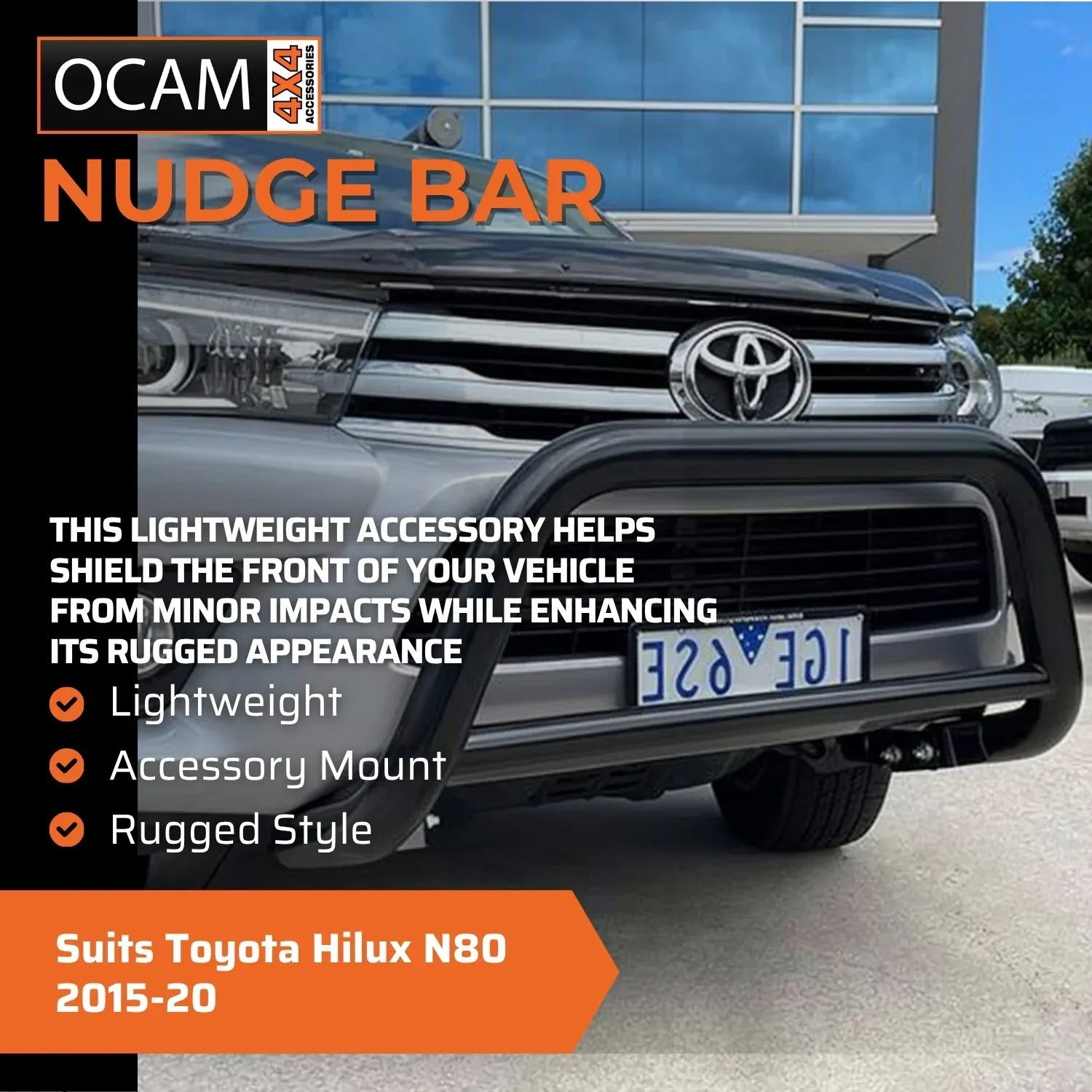 Nudge Bar For Toyota Hilux N80 2015-20 Grille Guard Stainless Steel Airbag Compliant