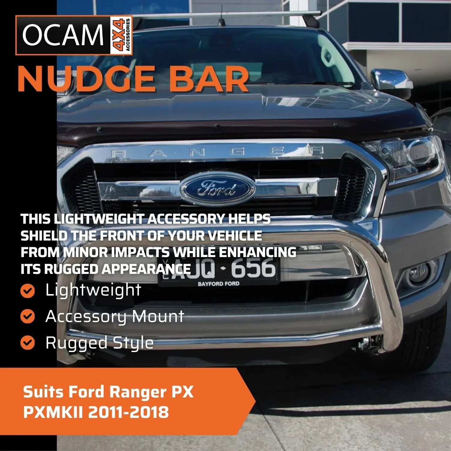 Nudge Bar for Ford Ranger PX PXMKII 2011-2018 Grille Guard Airbag Compliant Matt Black