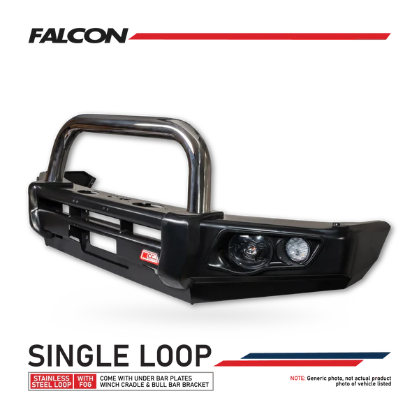 Land Cruiser 300 Series 2022-On - 707-01 Falcon Bull Bar Single Stainless Loop Package (LED Foglight)