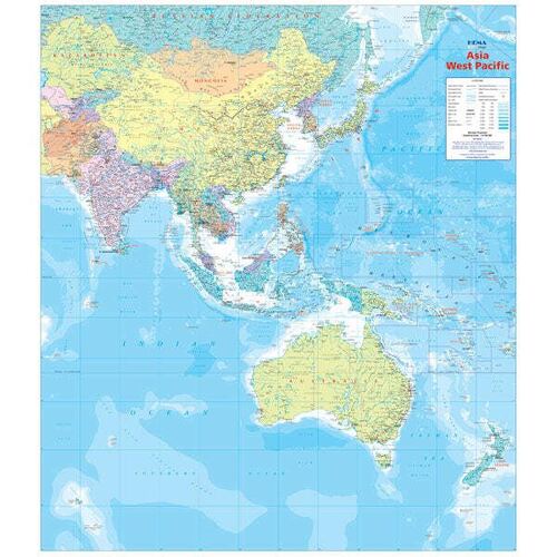 Asia And West Pacific Map - 875x1000 - Unlaminated