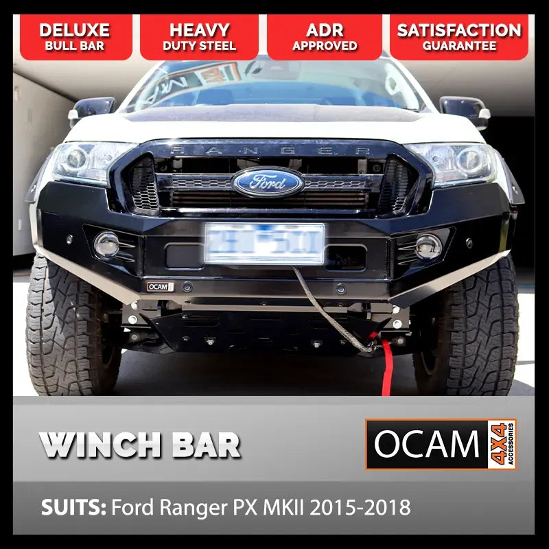 OCAM H-Bar- Replacement Winch Bar for Ford Ranger PX MKII 2015-2018- Hoopless Bull Bar PXII