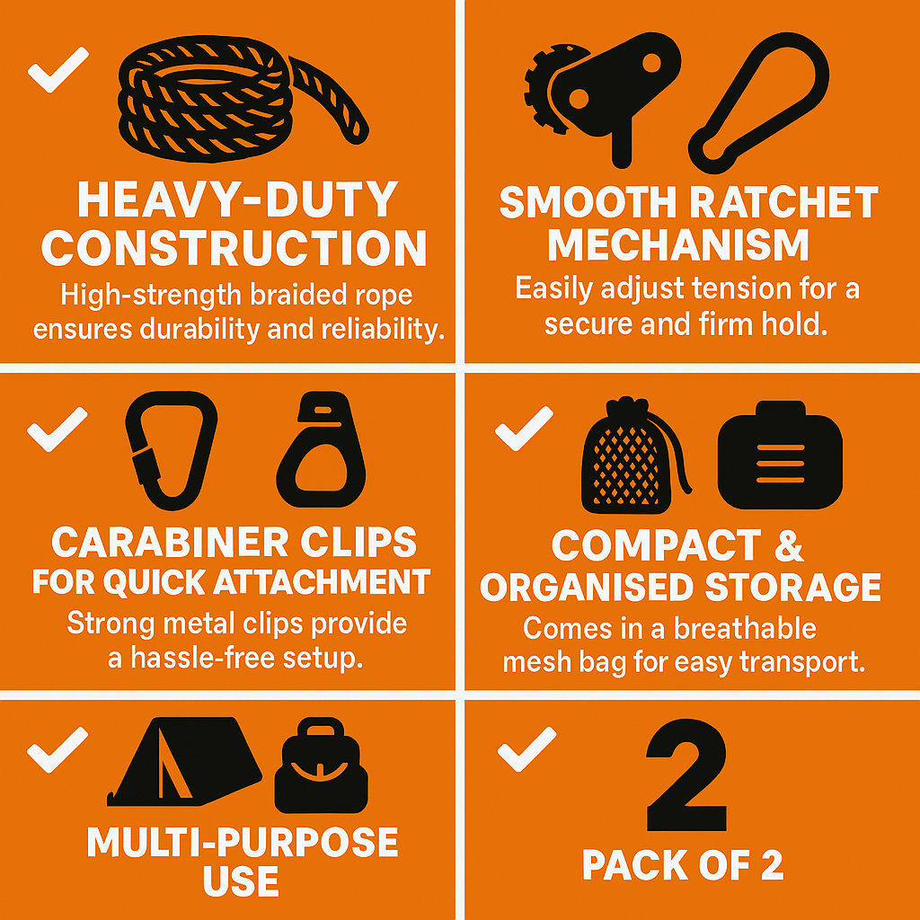 DUCK4X4 Tie Down Rope & Ratchet 2 Pack