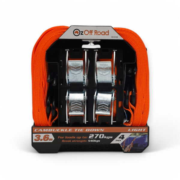 Cambuckle Tie Down 3.6m (4 Pck)