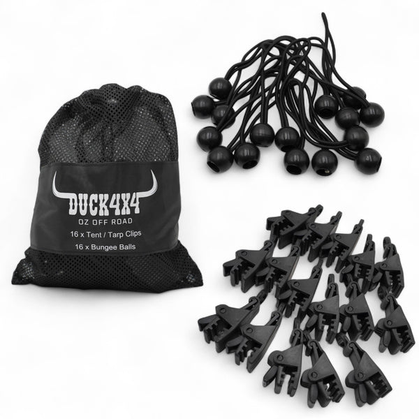 DUCK4X4 16 x Tent / Tarp Clips 16 x Bungee Balls