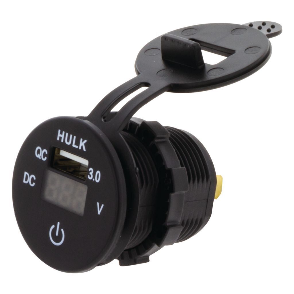 VOLTMETER 6-30V WITH QC3 USB & TOUCH SWITCH BLUE LED