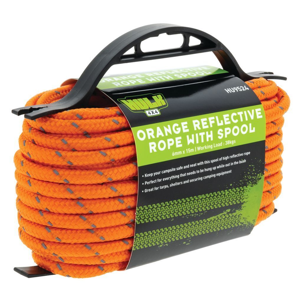 ORANGE REFLECTIVE ROPE WITH SPOOL