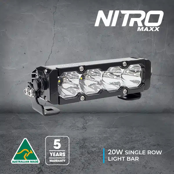 NITRO MAXX 7 LED SINGLE ROW LIGHT BAR - 20W - WIDR BEAM -5700K
