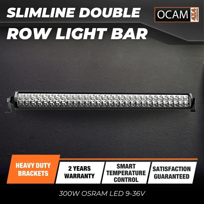 OCAM 30-- Slimline Double Row Light Bar 300W Osram LED 12 & 24v