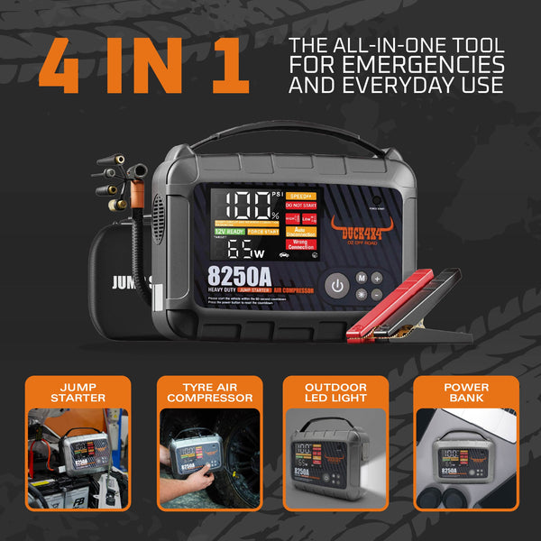 DUCK4X4 Jump starter with Air Compressor / Power Bank / Torch - 32000MAH