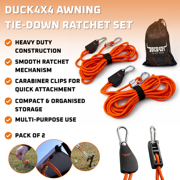 DUCK4X4 Awning Tie Down & Ratchet Set