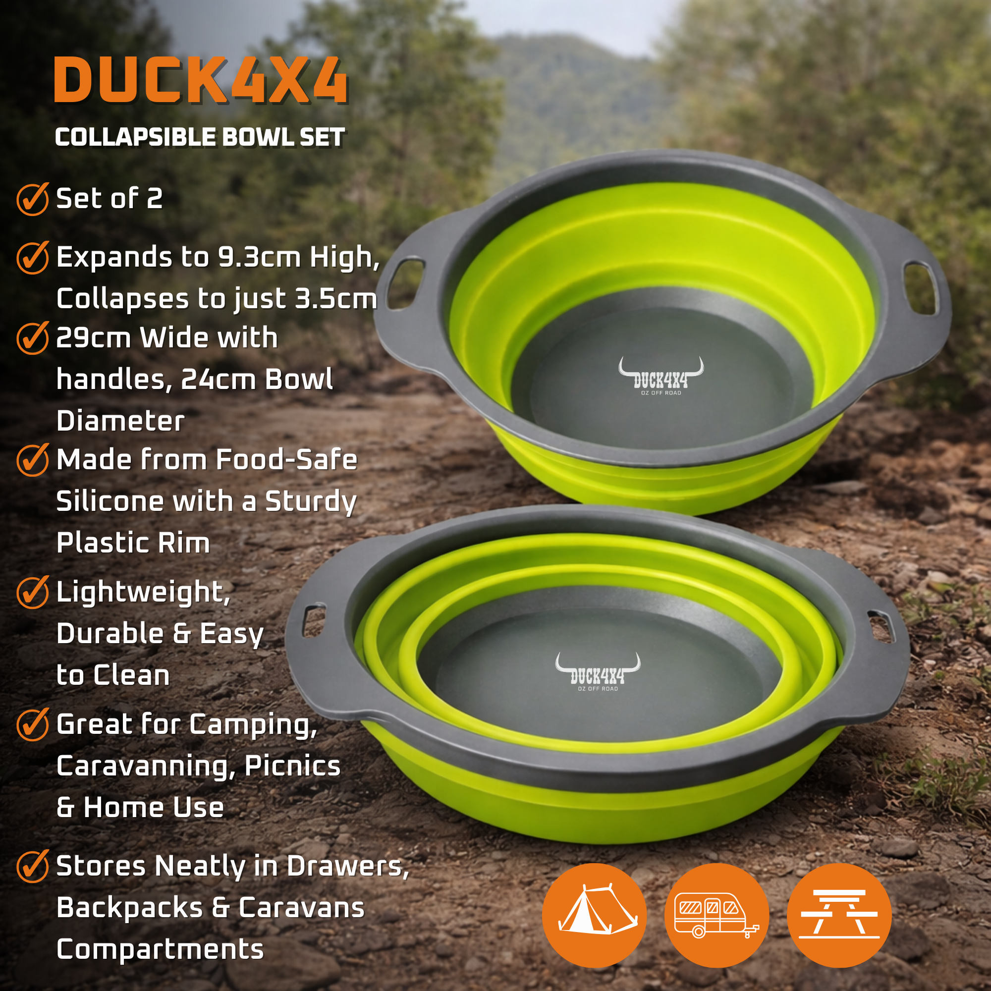 DUCK4X4 Collapsible Bowl Set