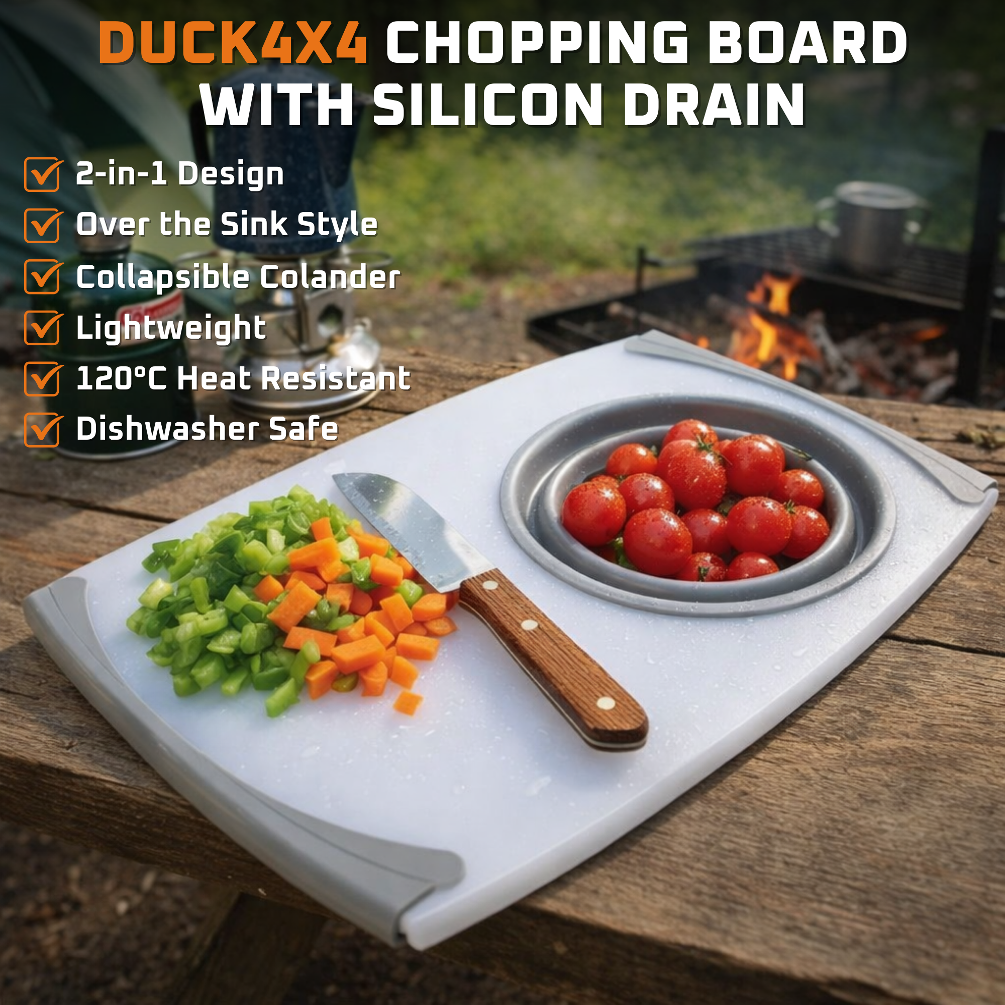 DUCK4X4 Chopping Board with Silicon Drain
