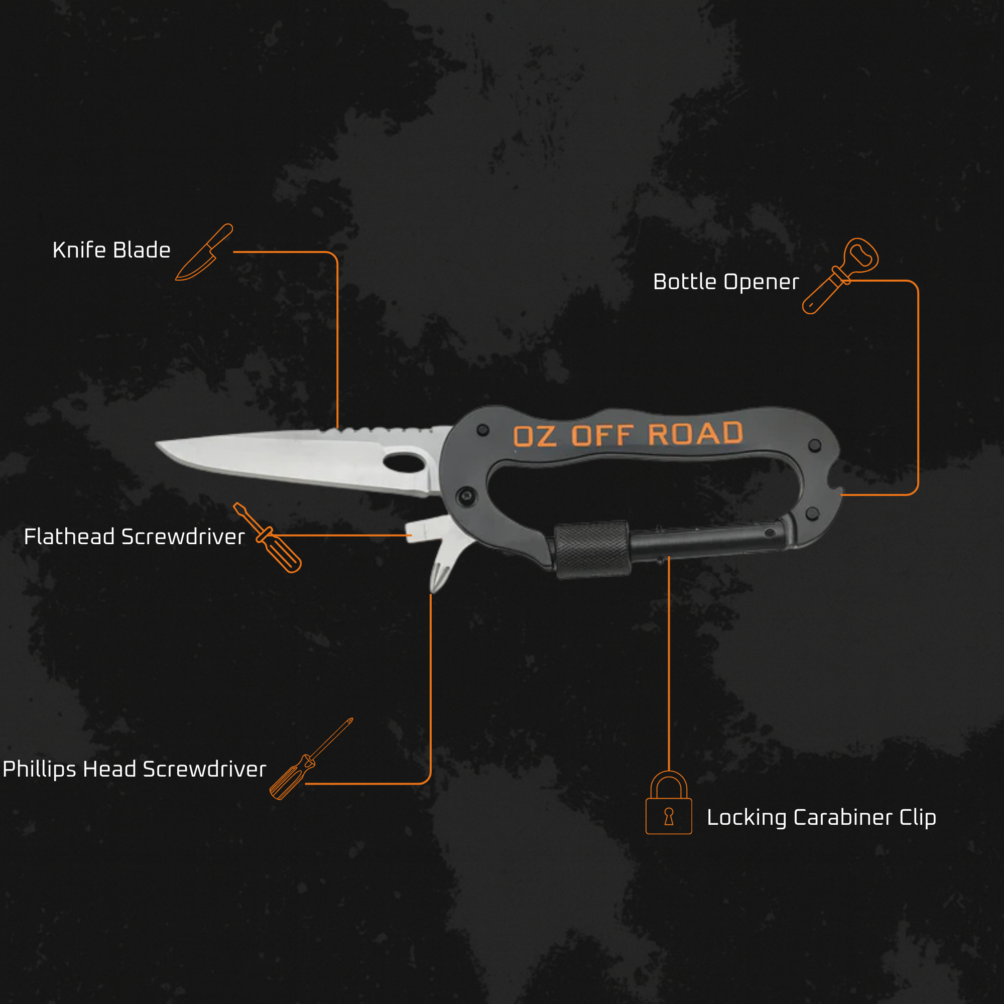 DUCK4X4 5 in 1 Carabiner Hook