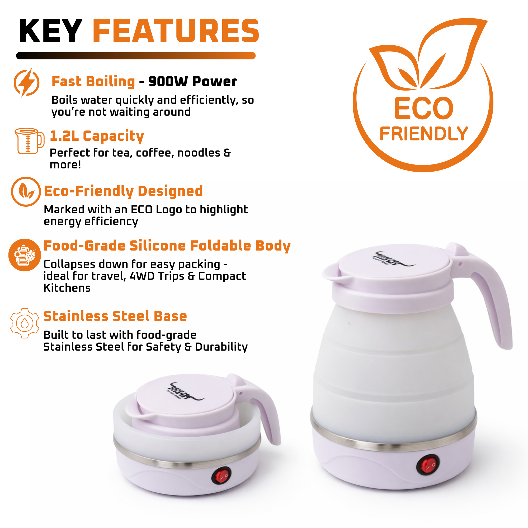 DUCK4X4 Travel Folding Electric Kettle