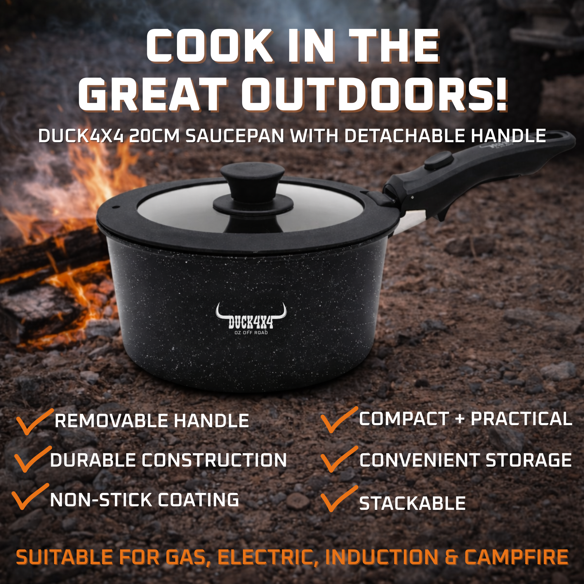 DUCK4X4 20cm Sauce Pan with Detachable Handle