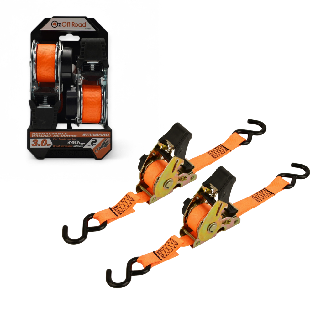 Retractable Ratchet Tie Down 3m (2 Pack)