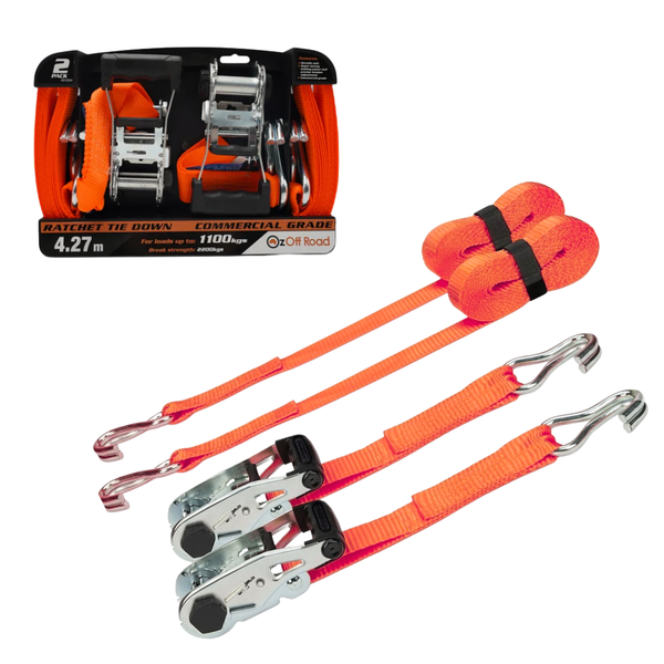 Heavy Duty Ratchet Tie Down 4.27m (2 Pck)