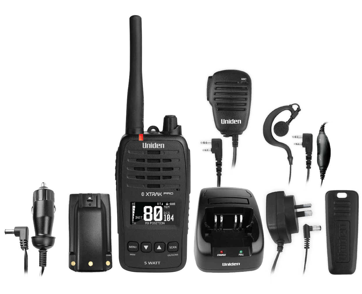 Smart UHF Radio with Bluetooth and App Enabled Function Including Large OLED Display Speaker Microphone